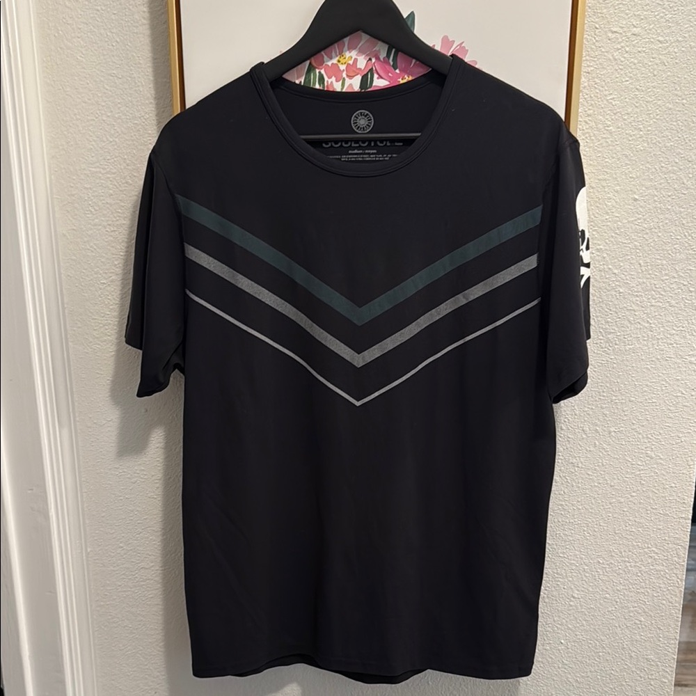 SoulCycle Black Gray Chevron Crew Neck Tee